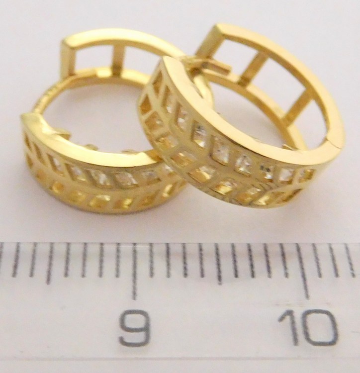 Klenoty Budín Dámské zlaté kruhy se zirkony (celozlaté) 585/2,50gr HK2026