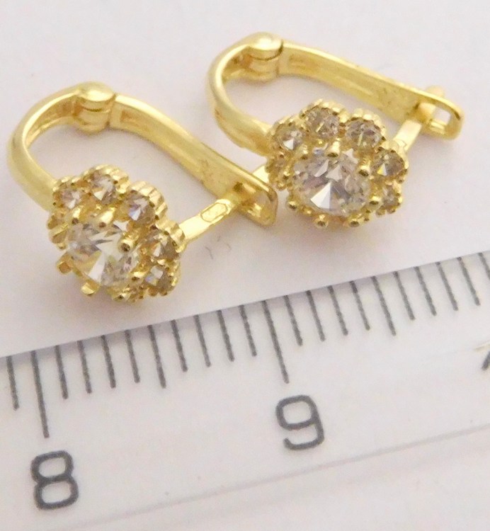 Klenoty Budín Dámské/dívčí zlaté náušnice se zirkony 585/1,26gr HK2014