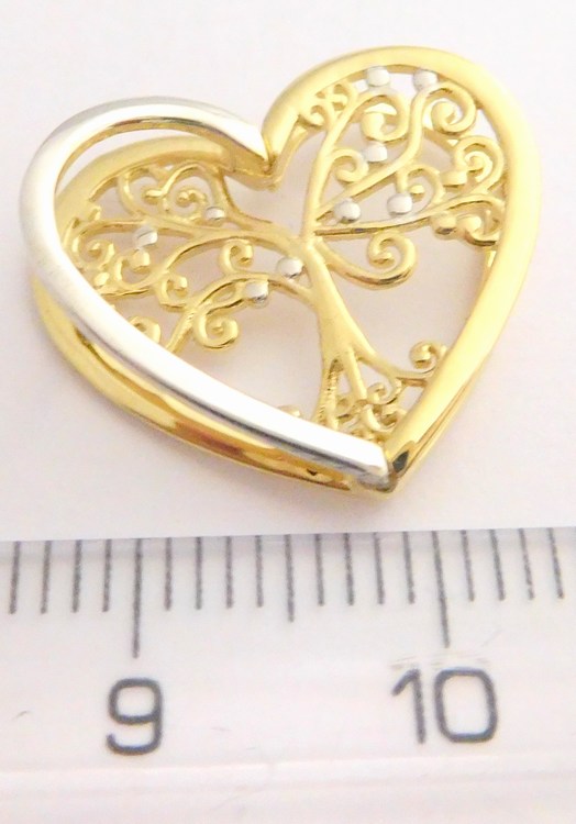 Klenoty Budín Velké gravírované zlaté srdce v kombinaci zlata 585/1,99gr HK3012