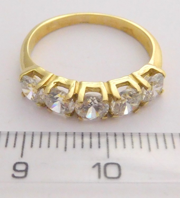 Klenoty Budín Dámský zlatý prstýnek se zirkony 5ks vel. 54 585/2,80gr HK1032