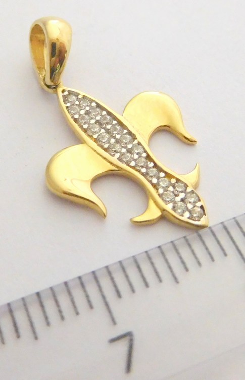 Klenoty Budín Zlatý přívěsek ze žlutého zlata se zirkony 585/0,94gr HK3041