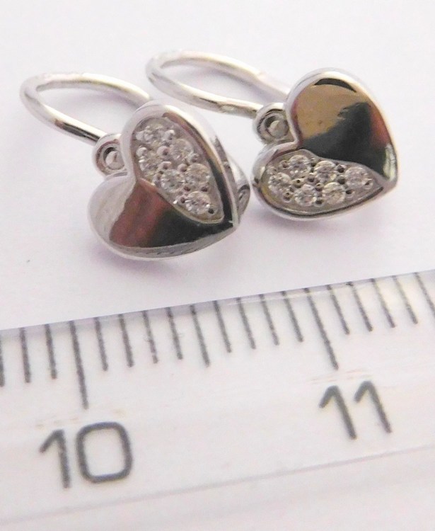 Klenoty Budín Zlaté dětské náušnice z bílého zlata se zirkony - srdíčka 585/1,05gr 336041230