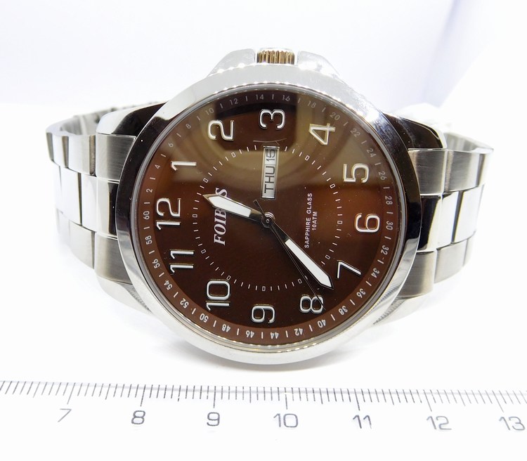 Foibos Pánské vodotěsné přehledné ocelové hodinky Foibos se safírovým sklem CK7090.5