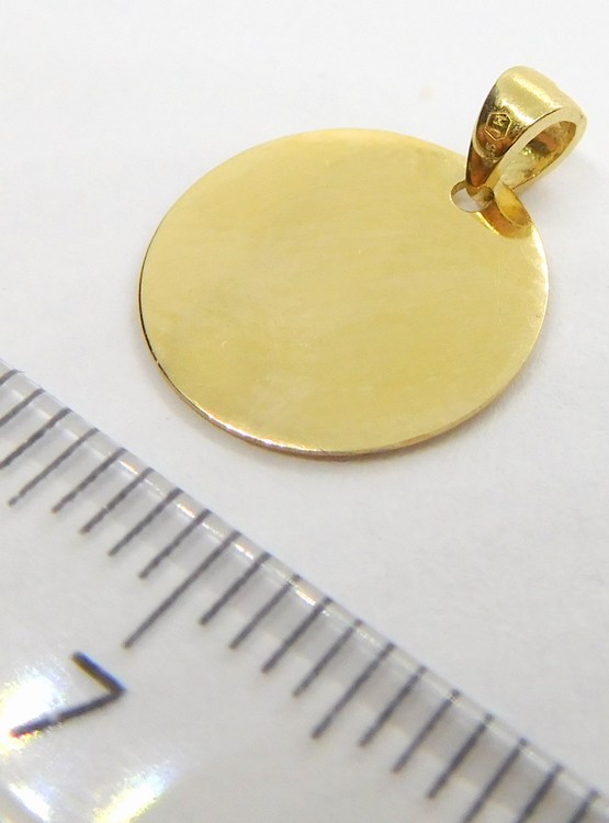 Klenoty Budín Hladký zlatý přívěsek (vhodný pro gravírování) pr. 12mm 585/0,82gr HK3079