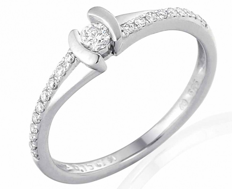 Zásnubní prsten s diamantem, bílé zlato brilianty 3860840-0-53-99