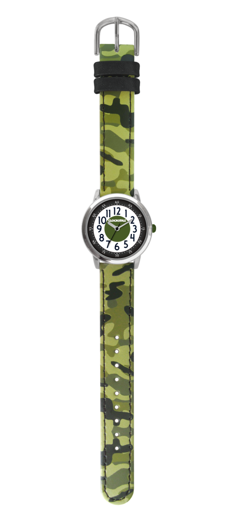 CLOCKODILE Svítící zelené chlapecké dětské hodinky CLOCKODILE ARMY s maskáčovým vzorem CWB0031