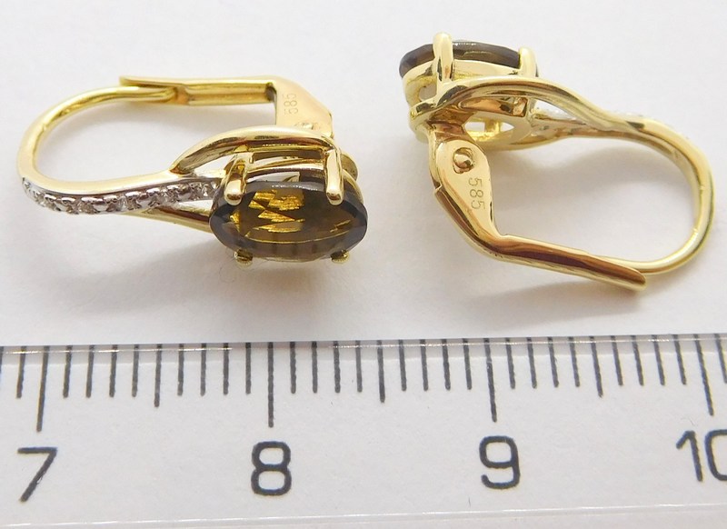 Klenoty Budín Diamantové zlaté náušnice s diamanty a záhnědami 2x1,37CT 585/1,95gr 3834530