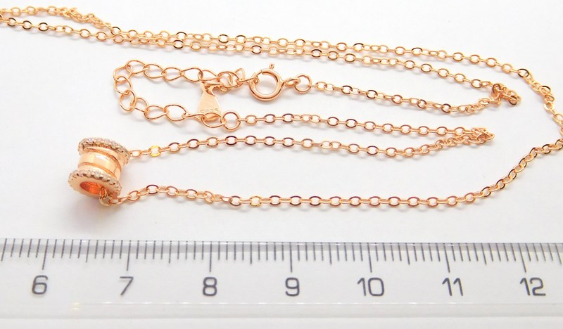 Klenoty Budín Dámský stříbrný růžový náhrdelník s pohyblivým přívěškem se zirkony 925/1000 42+5cm 031116800001