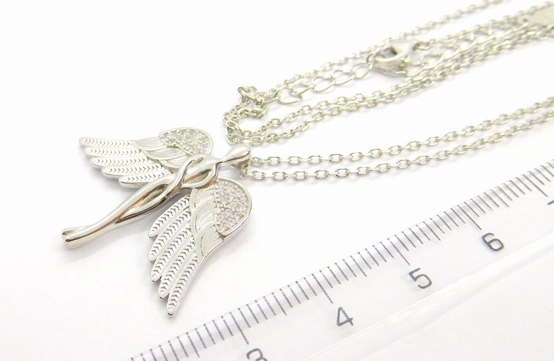 Klenoty Budín Dámský stříbrný náhrdelník s velkým andělem se zirkony 45+5cm 925/1000 030896100005