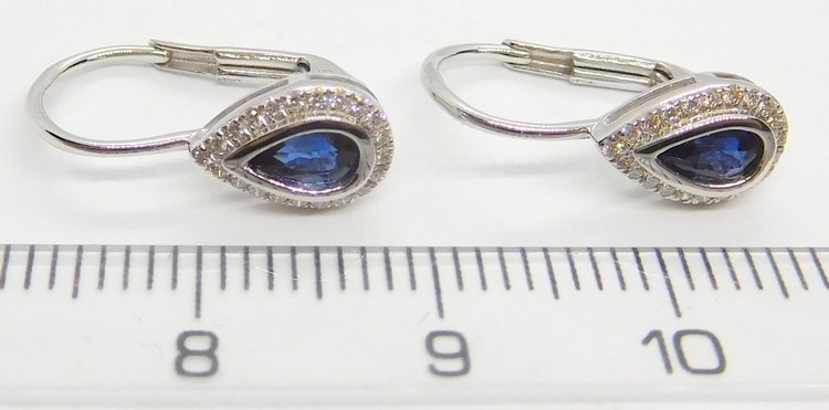 Klenoty Budín Diamantové zlaté náušnice s diamanty a modrými safíry 2x0,53CT 585/1,70gr 3881353