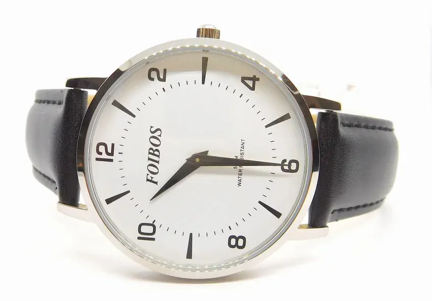 Foibos Pánské elegantní černé ocelové voděodolné hodinky Foibos CK1647.1 - 5ATM