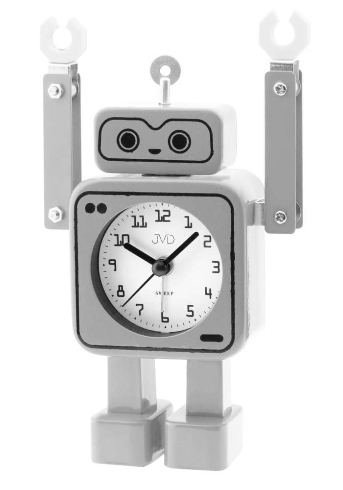 JVD Ručkový tichý šedý netikající dětský budík JVD ROBOT SRP2305.2