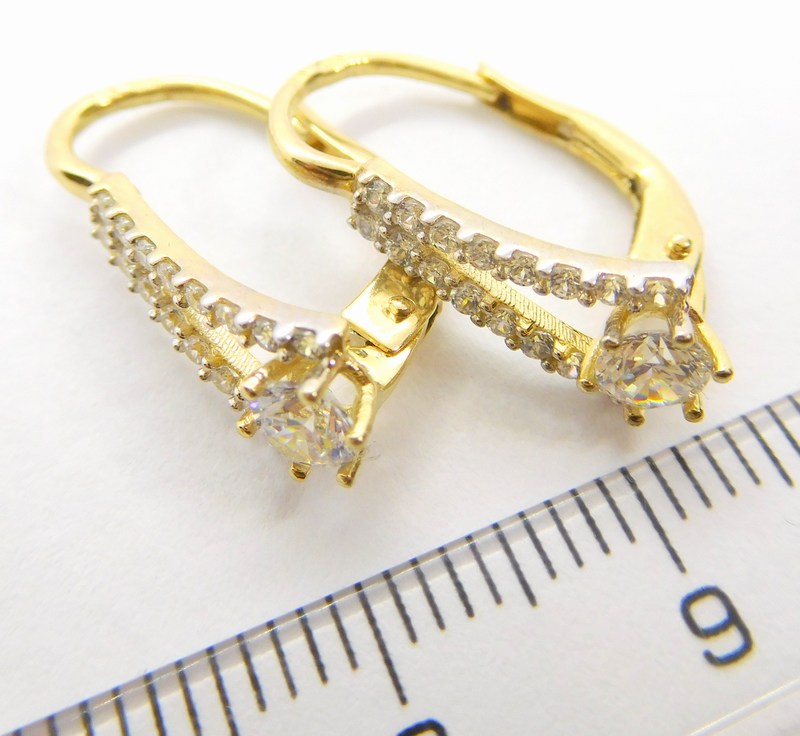 Klenoty Budín Mohutné luxusní zlaté náušnice se zirkony 34 ks 585/2,18gr HK2081