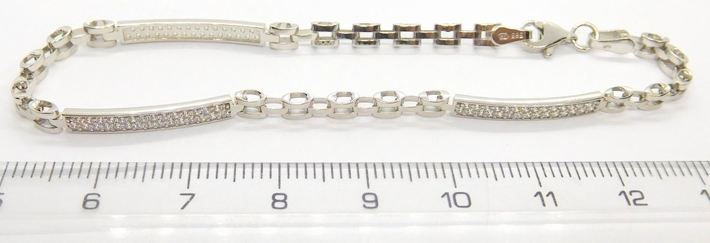 Klenoty Budín Mohutný dámský náramek z bílého zlata se zirkony 585/5,00gr 19cm HK7029