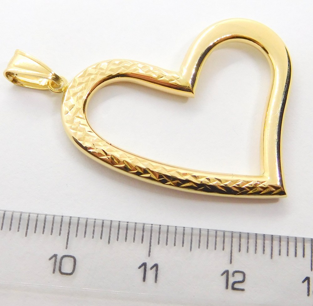 Klenoty Budín Obrovský zlatý gravírovaný přívěsek - srdce ze žlutého zlata 585/1,58gr HK3162