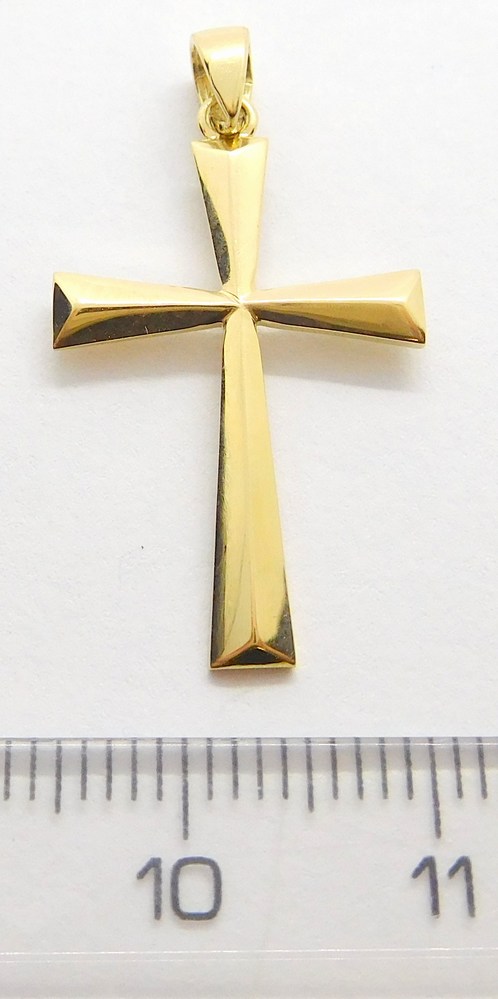 Klenoty Budín Dámský hladký zlatý přívěsek - křížek 585/1,02gr HK3156