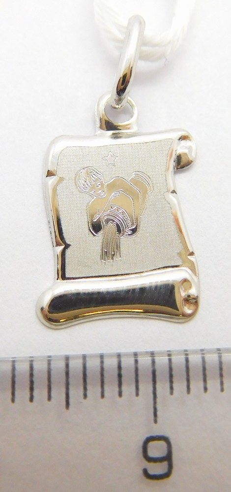 Klenoty Budín Zlatý přívěsek na pergamenu s gravírováním v bílém zlatě - znamení VODNÁŘ 585/0,38gr GUPWN-43121