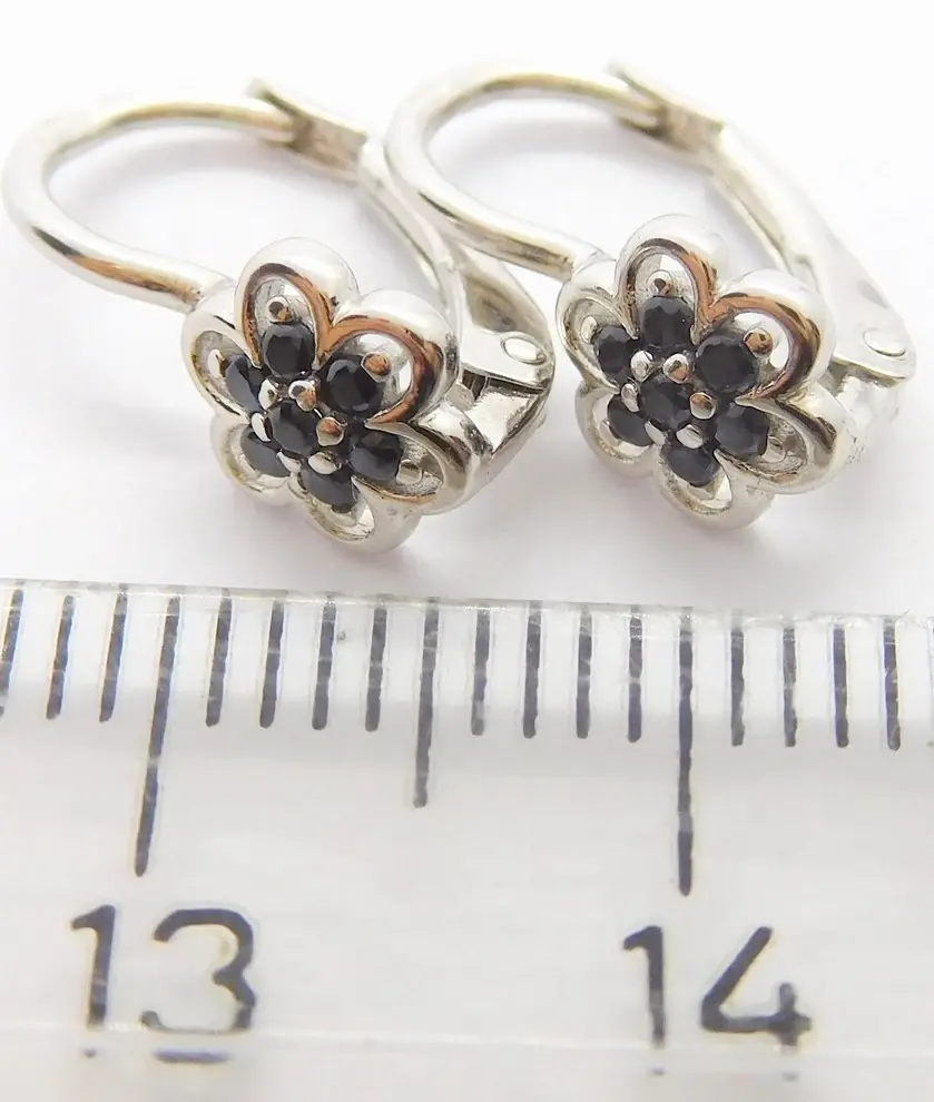 Klenoty Budín Dětské zlaté náušnice s černými zirkony 585/1,47gr H2225