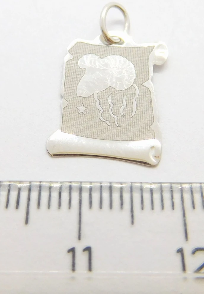 Klenoty Budín Zlatý přívěsek na pergamenu s gravírováním v bílém zlatě - znamení BERAN 585/0,51gr GUPWN-58211 VELKY