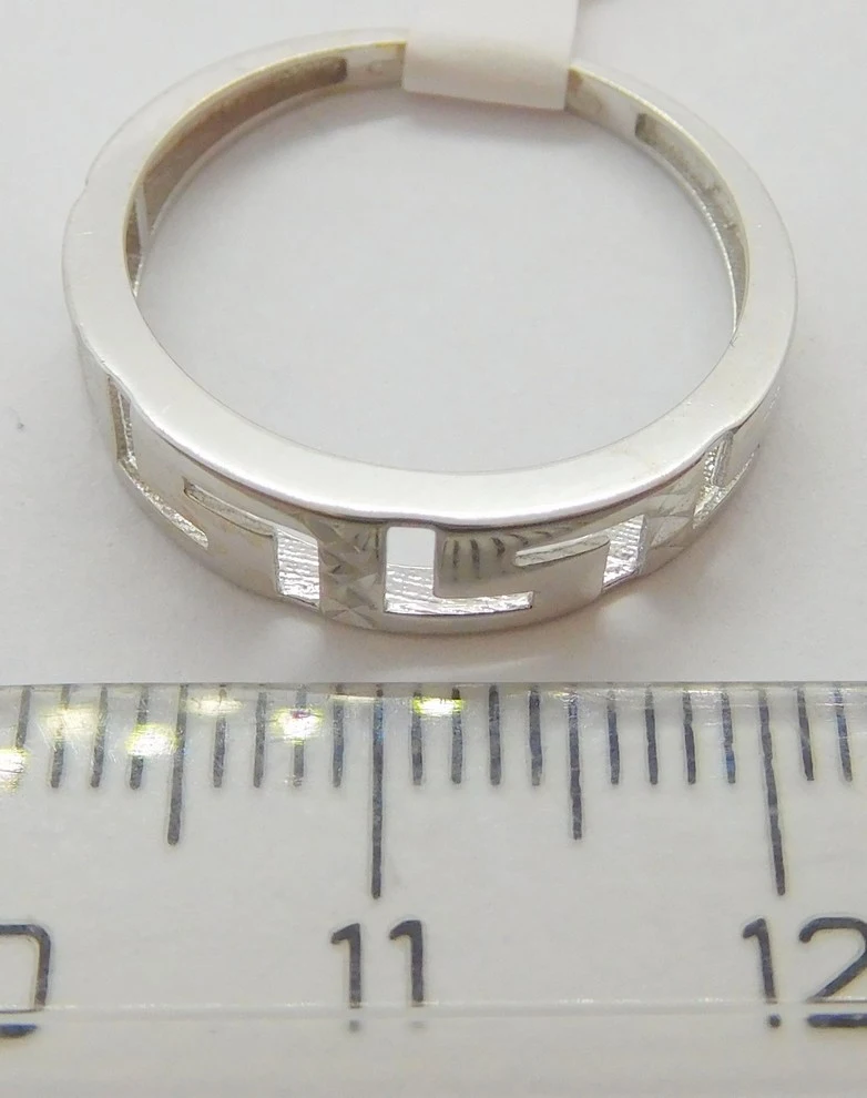 Klenoty Budín Dámský prsten z bílého zlata s gravírováním - řecký typ 585/1,69gr vel. 54 HK1149