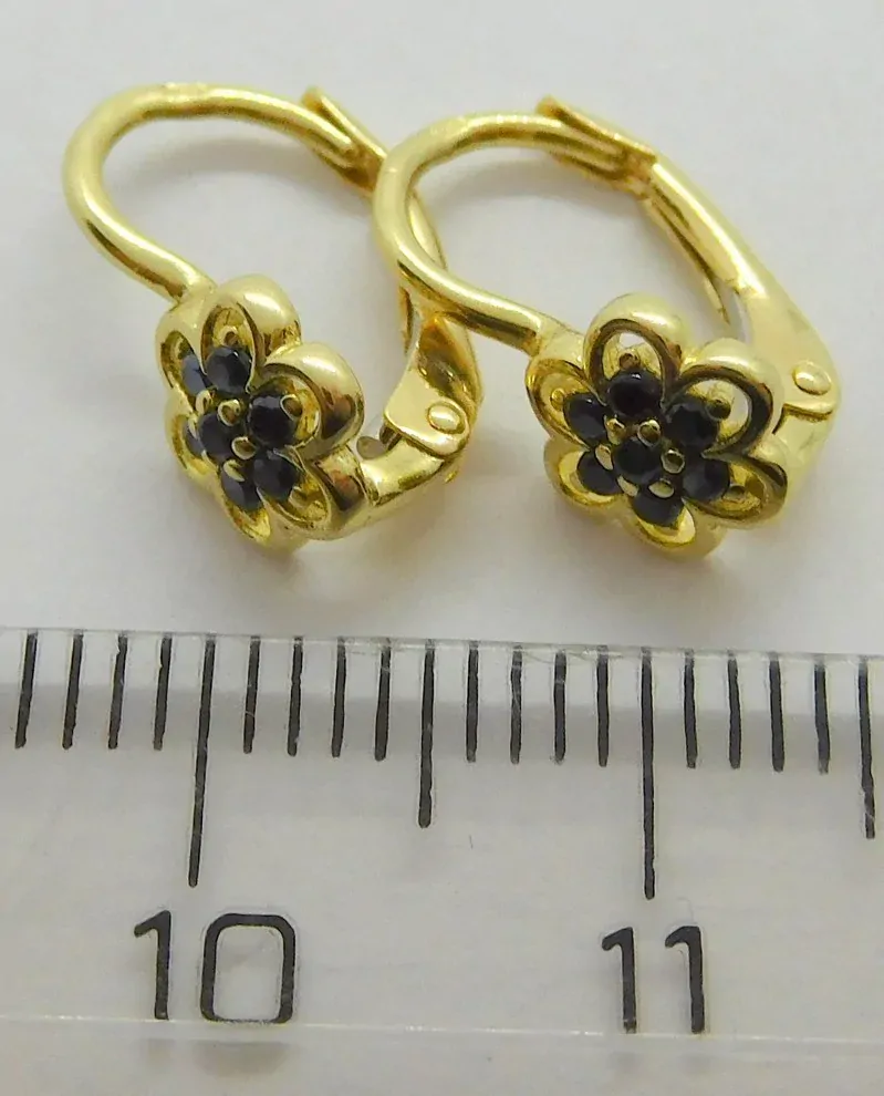 Klenoty Budín Dětské zlaté náušnice s černomodrými zirkony 585/1,40gr H345
