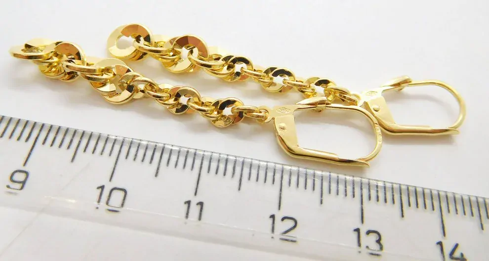 Klenoty Budín Dámské visací řetízkové zlaté náušnice na patent 585/1,67gr HK2284