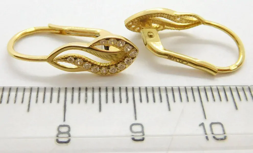 Klenoty Budín Dámské klasické zlaté náušnice se zirkony na patent 585/1,89gr HK2238