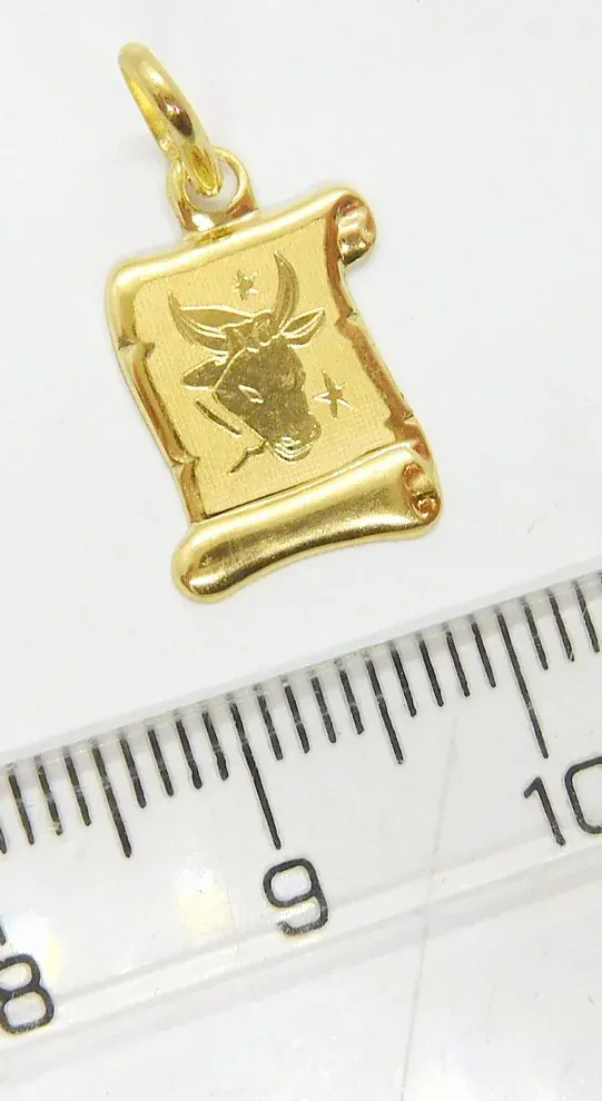 Klenoty Budín Zlatý přívěsek na pergamenu s gravírováním - znamení BÝK 585/0,36gr GUPYN-43031