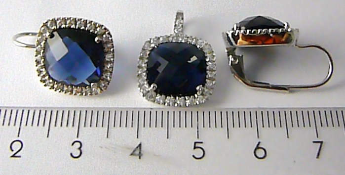 Klenoty Budín Luxusní mohutná stříbrná rhodium souprava s modrými safíry 0306591