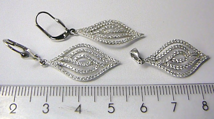 Luxusní mohutné visací stříbrná rhodiovaná souprava posetá zirkony 030776600001