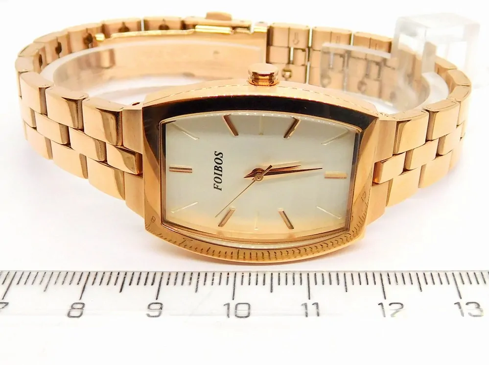 FOIBOS Dámské hranaté ocelové rose gold hodinky FOIBOS CK3536.3