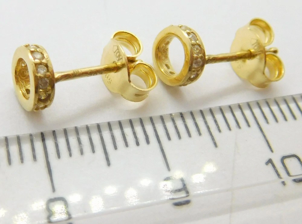 Klenoty Budín Dámské zlaté peckové náušnice se zirkony na puzetku 585/0,90gr JMG0114WGE00