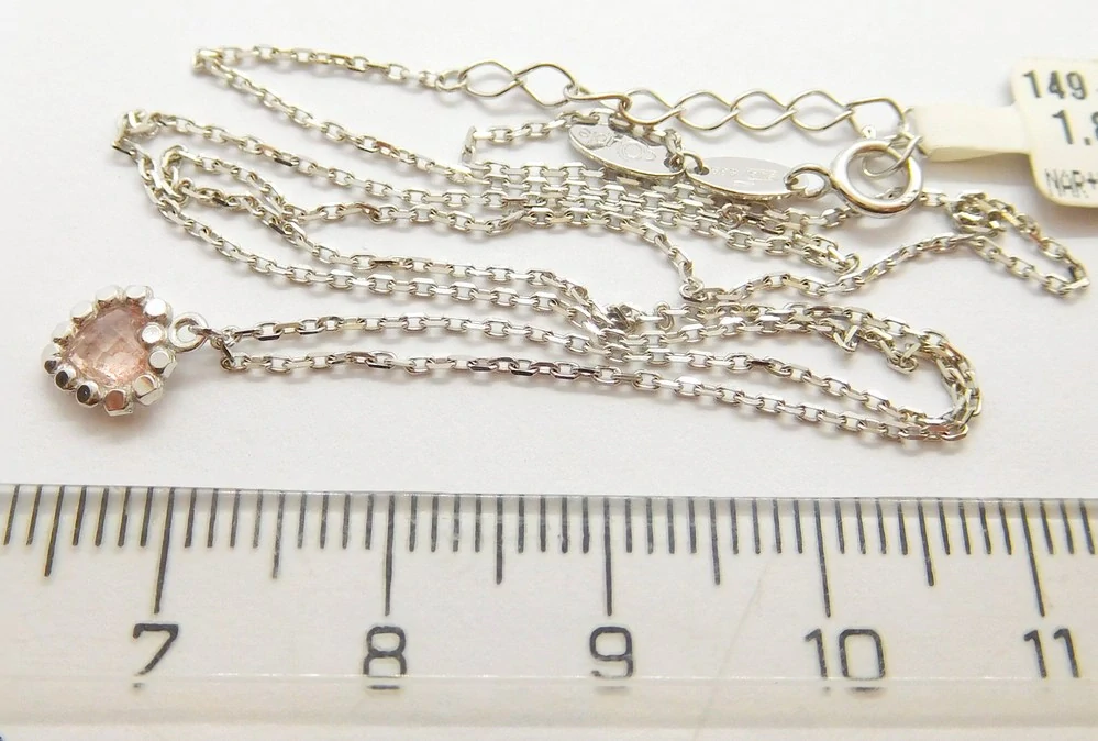 Klenoty Budín Zlatý náhrdelník z bílého zlata srdce s drahokamenem CARRY QUARTZ 4,5mm 585/1,85gr 42+3cm 1491381