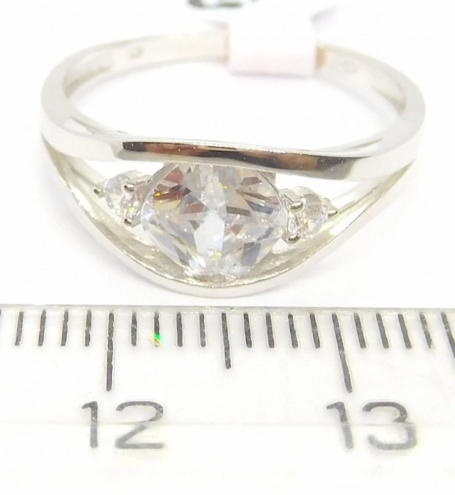 Klenoty Budín Dámský mohutný prsten z bílého zlata se zirkonem 585/2,26gr vel. 57 HK1164