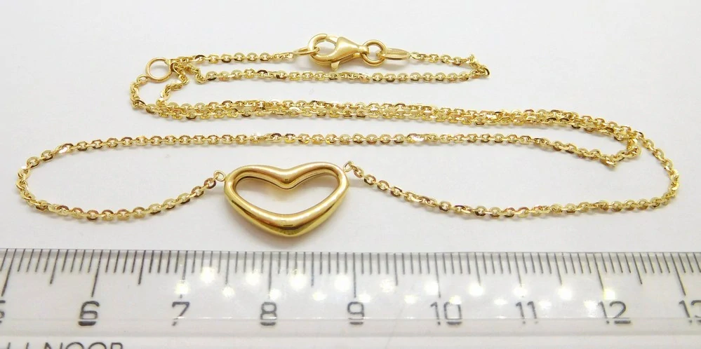Klenoty Budín Dámský zlatý náhrdelník ze žlutého zlata SRDCE 585/3,35gr 45cm HK4049