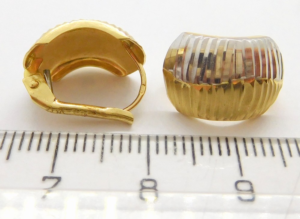 Klenoty Budín Dámské velké zlaté gravírované náušnice z bílého a žlutého zlata 585/1,95gr HK2289