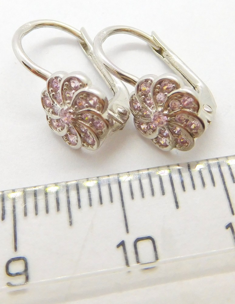 Klenoty Budín Dámské zlaté náušnice v bílém zlatě s růženíny a zirkony 585/2,06gr H720