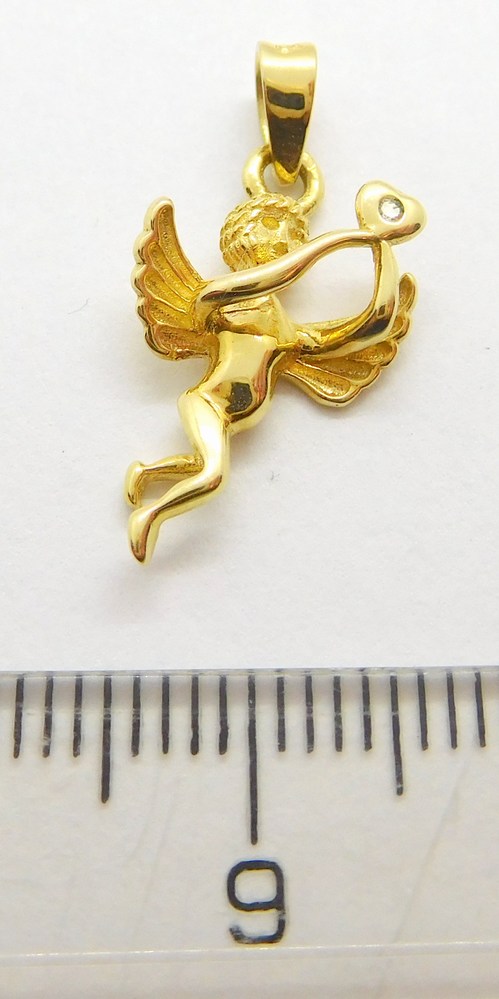 Klenoty Budín Dámský zlatý přívěsek se zirkonem 3D letící andělíček 585/1,17gr 40981