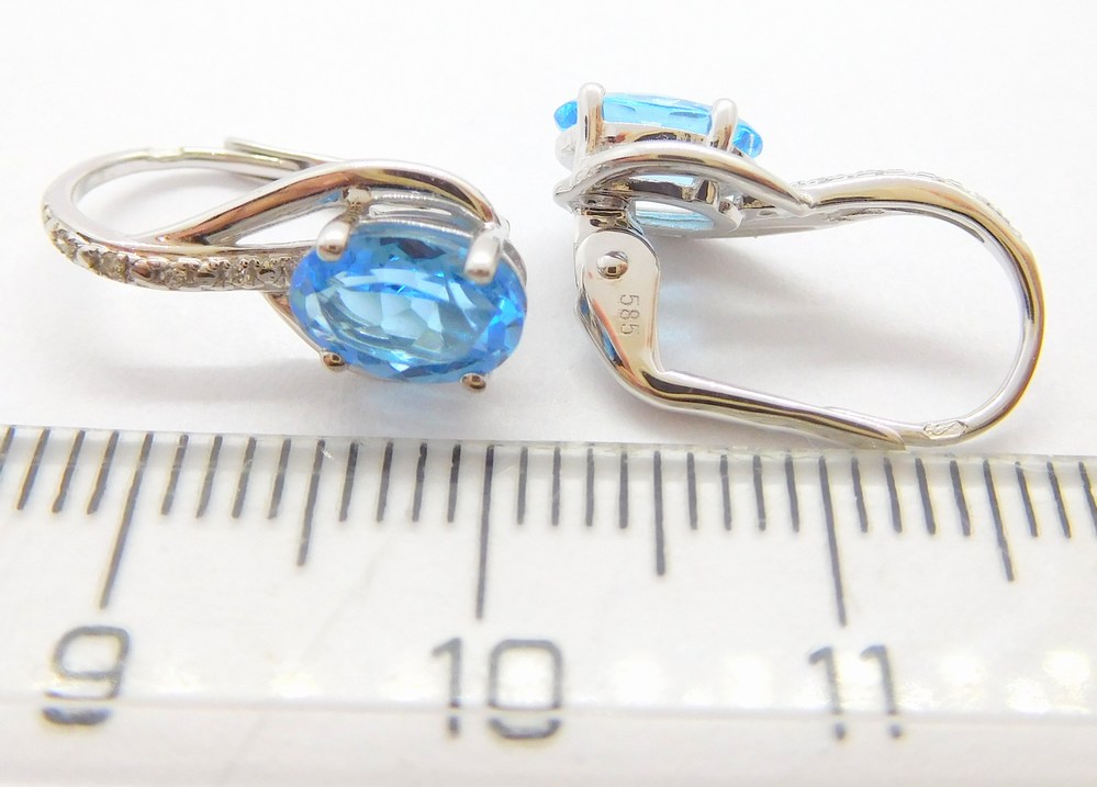 Klenoty Budín Diamantové náušnice s modrými topazy BLUE TOPAZ 585/1,85gr 3884526