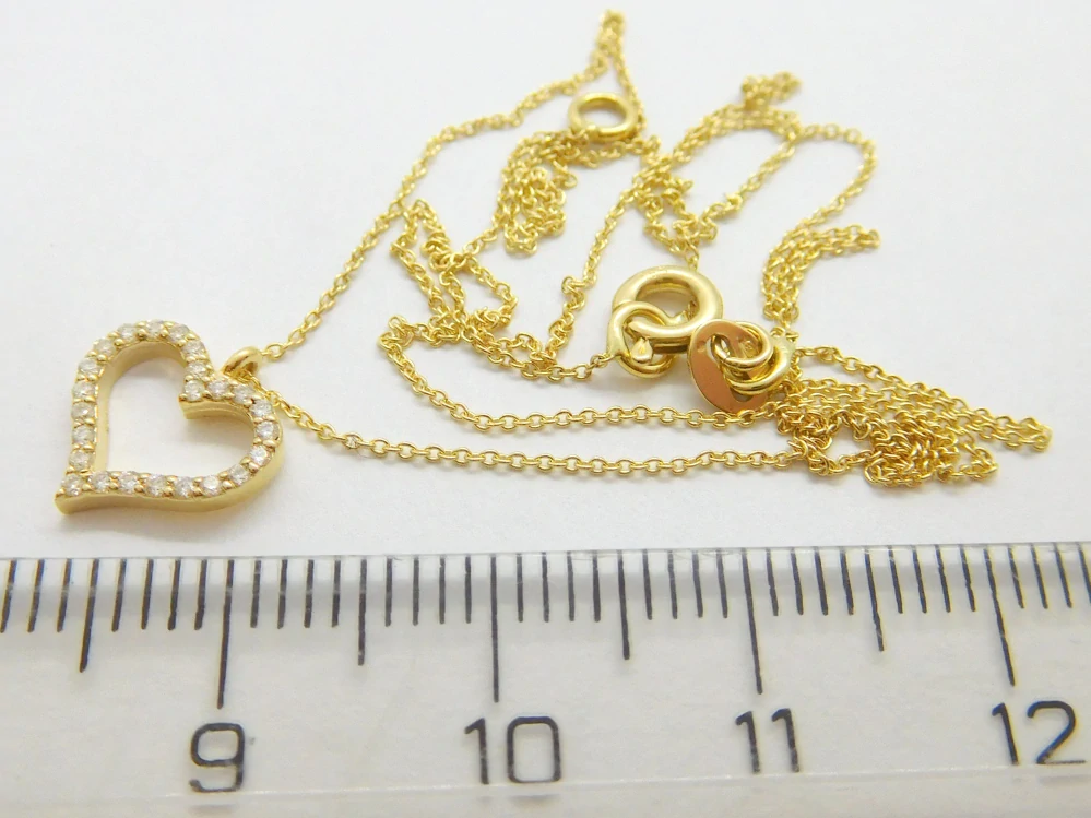 Klenoty Budín Dámský zlatý diamantový náhrdelník s přívěskem diamantové srdce 585/1,42gr 0,10ct HKD45