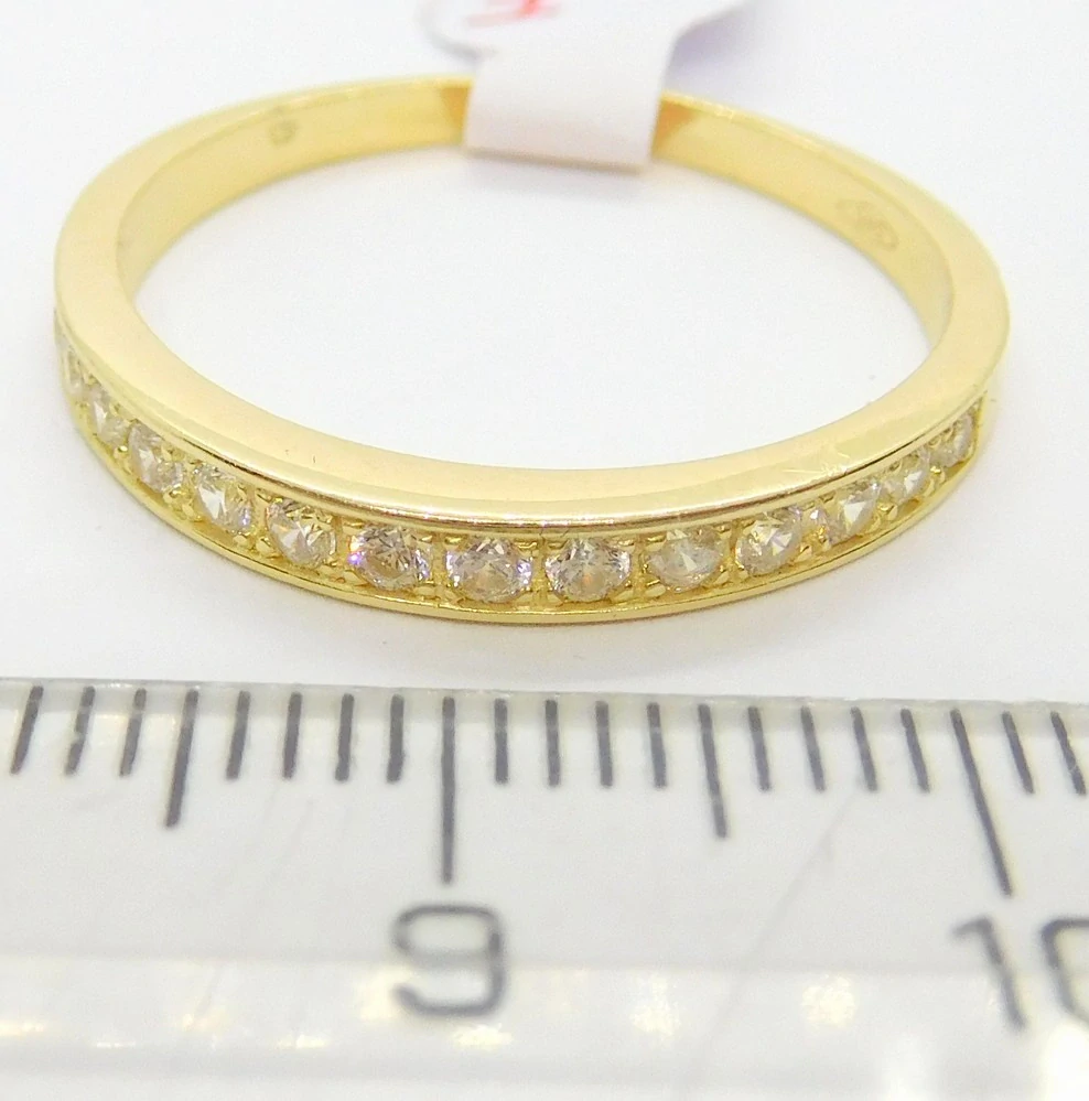 Klenoty Budín Mohutný dámský zlatý prsten se zirkony 585/2,50gr vel. 62 HK1195