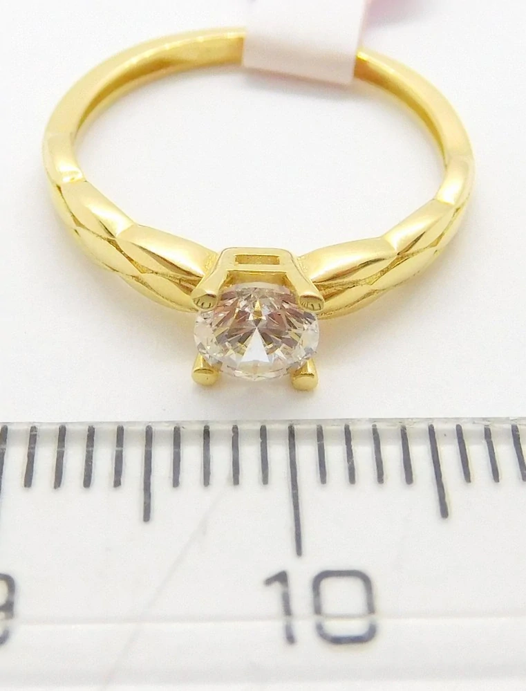 Klenoty Budín Zásnubní dámský zlatý prsten s čirým zirkonem 585/1,22gr vel. 49 HK1179