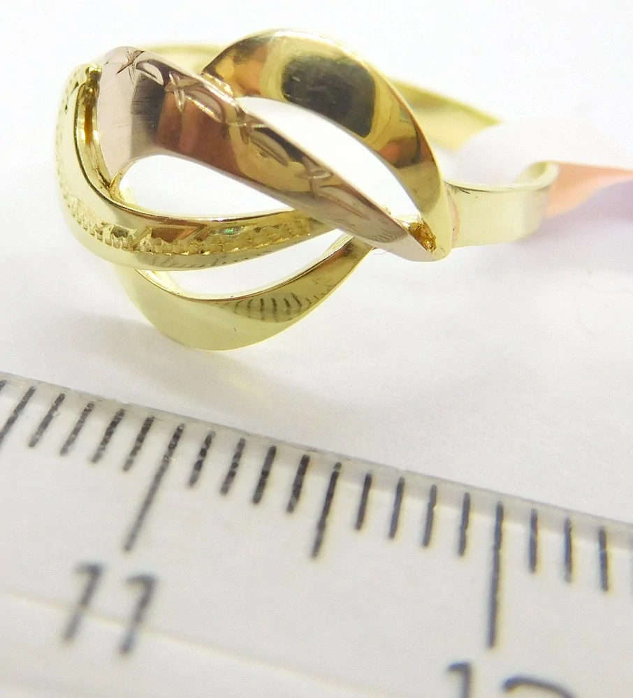 Klenoty Budín Mohutný dámský zlatý prsten ze žlutého a růžového zlata 585/1,84gr vel. 55 HK1198