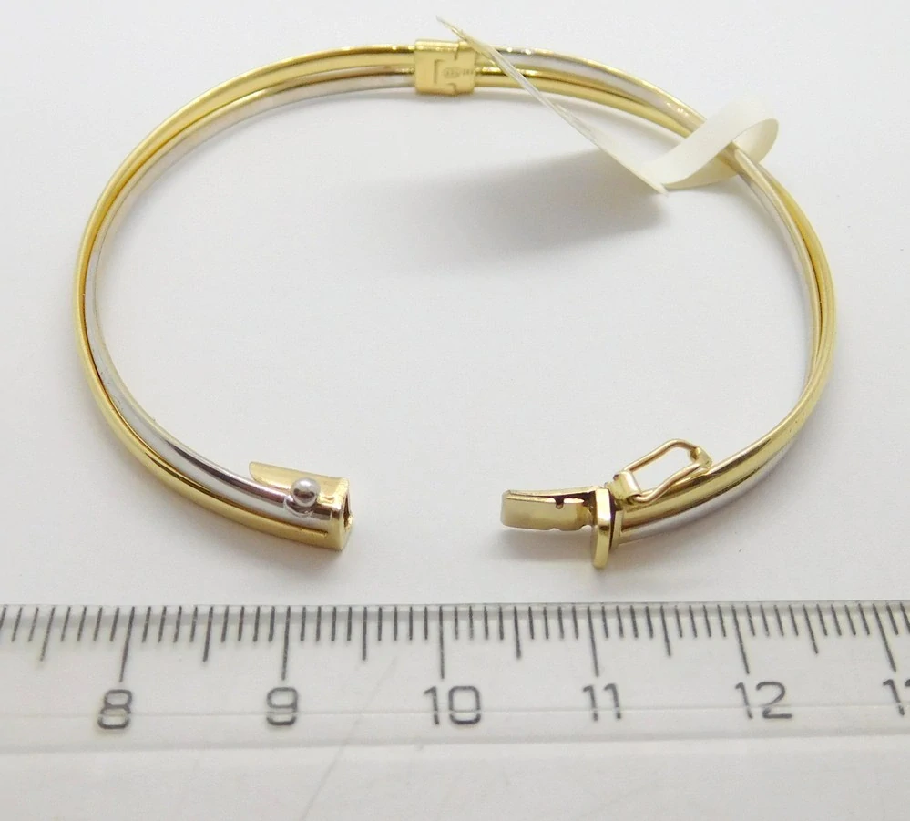 Klenoty Budín Luxusní mohutný pevný zlatý náramek (bílé a žluté AU) 585/5,50gr JMG0252WGB18 