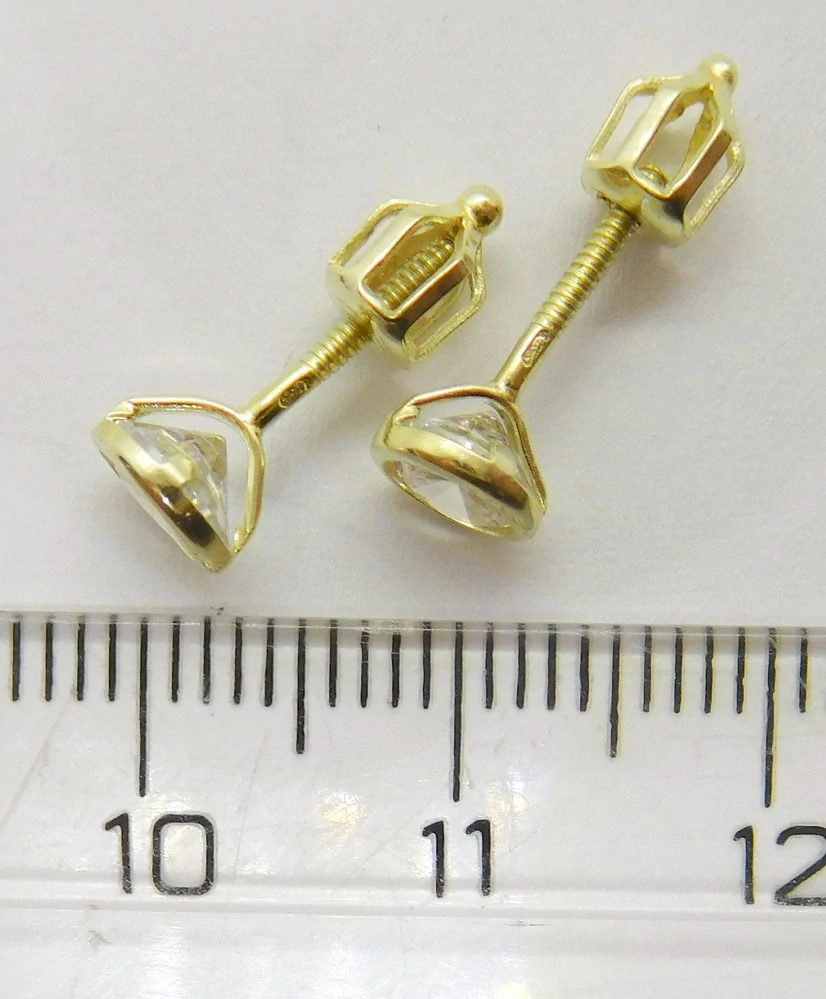 Klenoty Budín Dámské zlaté náušnice pecičky se zirkony na šroubek  585/1,07gr 03036