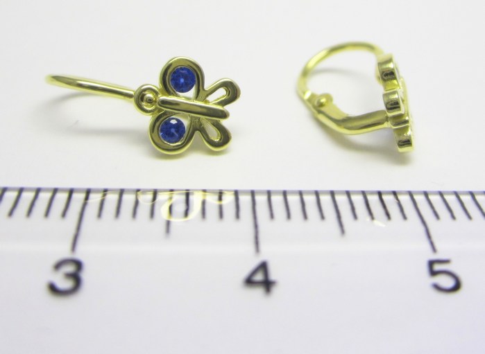 Klenoty Budín Dětské náušnice s modrým safírem - motýlek 585/1,09gr 236041232