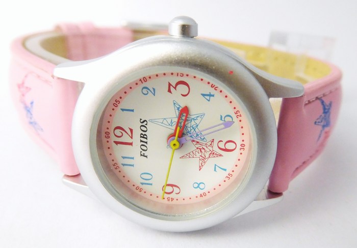 Foibos Růžové dívčí dětské hodinky Foibos 1567.4 s barevnými motivy