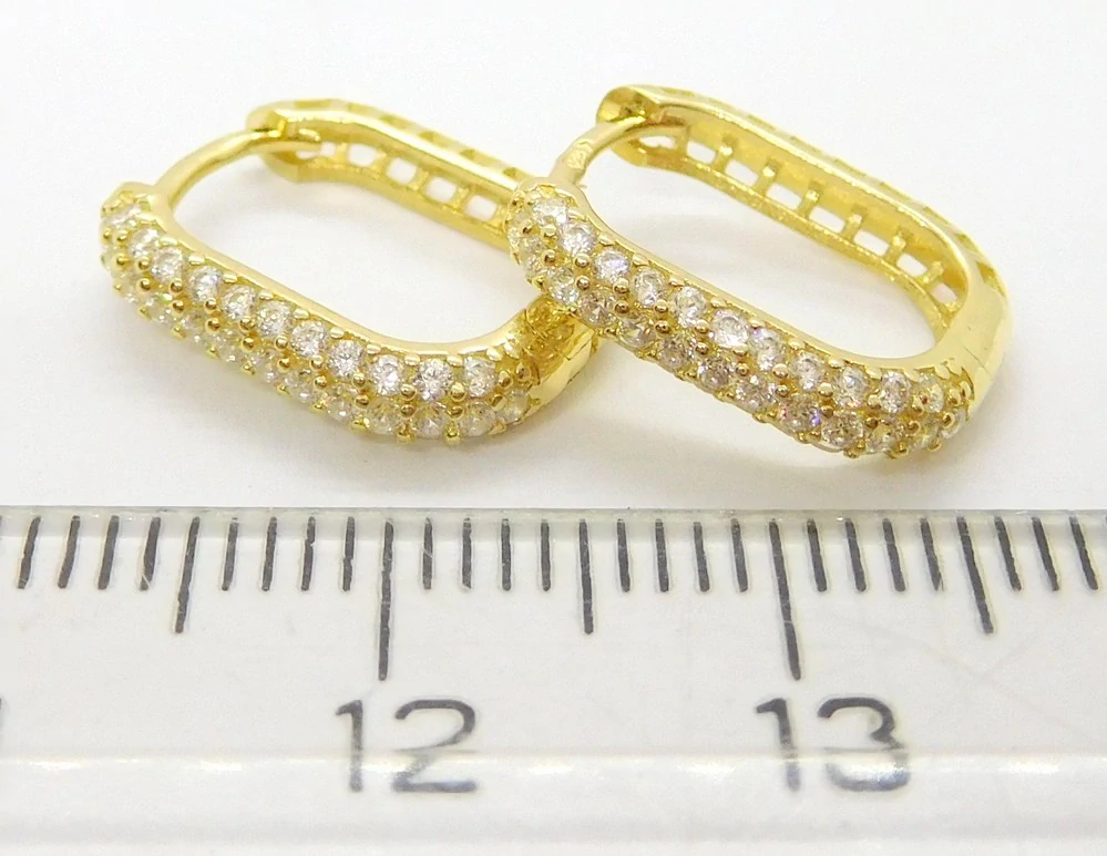 Klenoty Budín Dámské kruhové zlaté náušnice se zirkony oválky 585/1,89gr HK2319