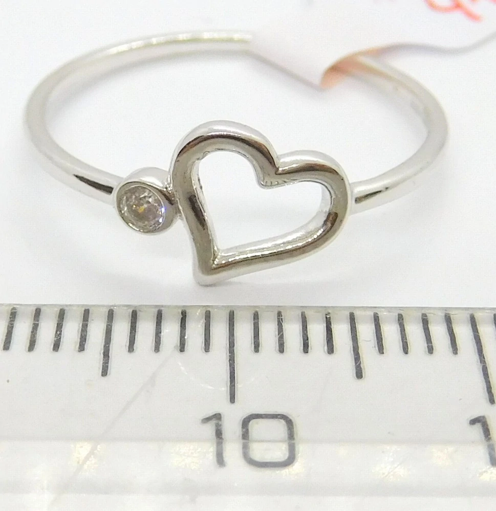 Klenoty Budín Dámský zlatý prsten ze bílého zlata se zirkonem srdce 585/1,14gr vel. 56 HK1218
