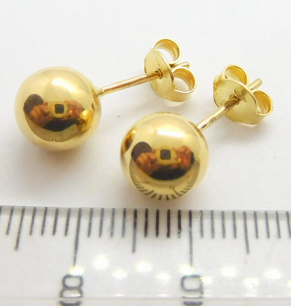 Klenoty Budín Dámské hladké pecičky ze žlutého zlata kuličky 585/1,24gr HK2325